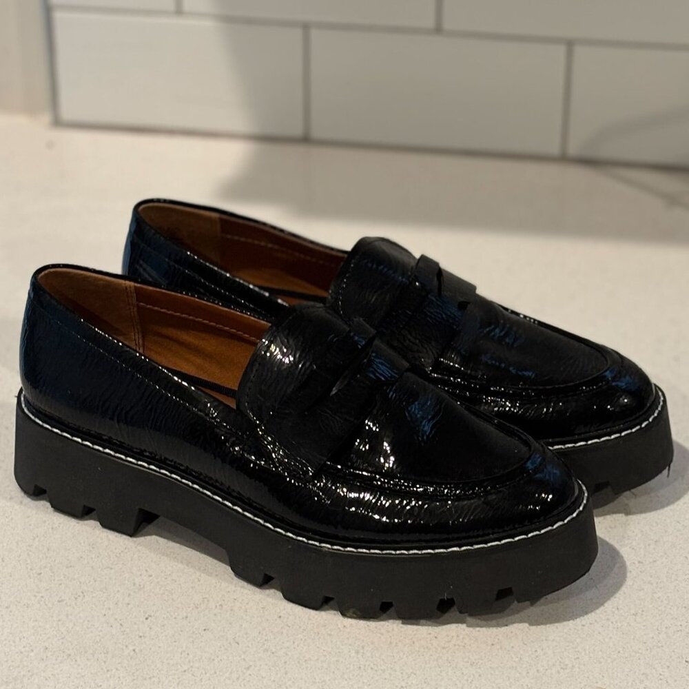 Franco Sarto Women's Black Balin Lug Sole Loafers